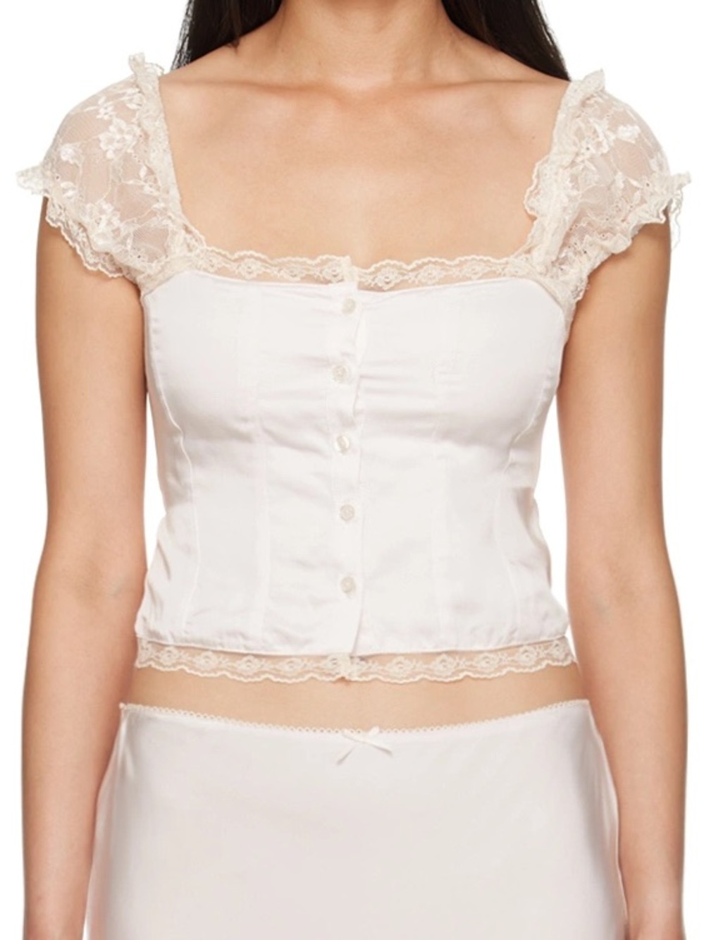 Danielle Guizio Pink Cream Kahli Lace Top XXS